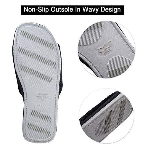 Image of DL Open Toe Slippers for women Indoor, Cozy Memory Foam Womens House Slippers Summer Slip On, Comfy Soft Flannel Womens Bedroom Slippers Slide Breathable Size 5-6 7-8 9-10