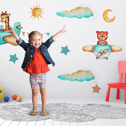 Vinilos decorativos animales y avión para habitación infantil miniatura 5