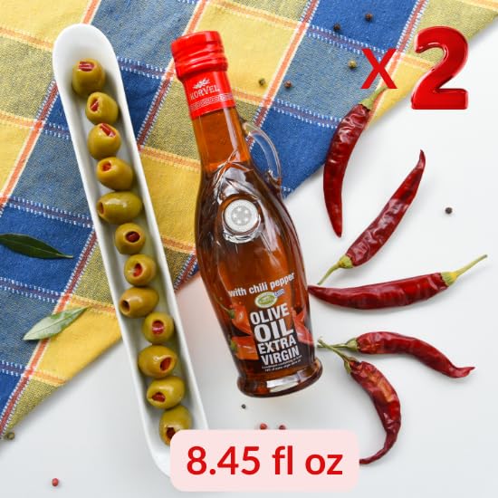 Aceite de Oliva Extra Virgen con Chile KORVEL 250ml Pack 2 miniatura 7
