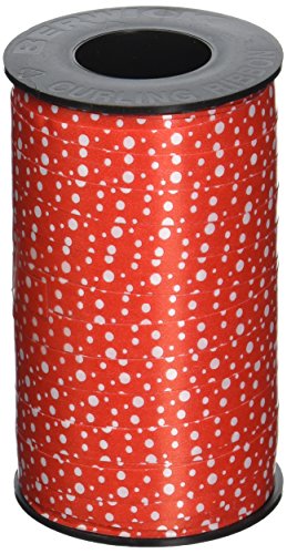 Berwick 3800813 Reverse Dots Curling Ribbon, 3/8-Inch Wide by 250-Yard Spool, Red