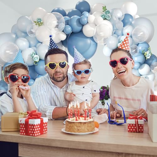 Image of Dusty Blue Balloon Arch Kit 155Pcs Light Blue and White Clear Balloons Different Size for Wedding Birthday Baby Shower Gender Reveal Bridal Party Decorations