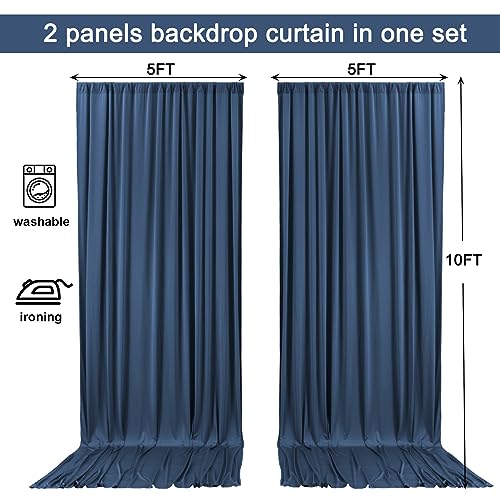 Image of 10x10 Navy Blue Backdrop Curtain for Wedding Birthday, Wrinkle-Free Polyester Fabric Navy Blue Backdrop Drapes for Baby Shower Parties Photo Photography Decoration 5ft x 10ft,2 Panels