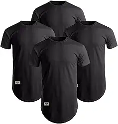 Kit 4 Camisas Longline Preta Di Nuevo Masculina 100% Algodao 30.1