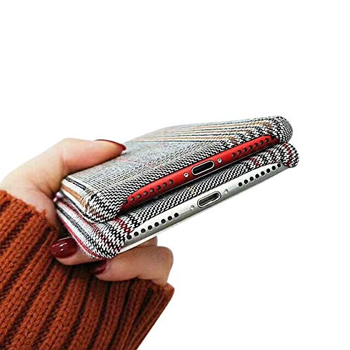 For Iphone 6 Plus 5.5" For Iphone 6S Plus 5.5" Nama Soft Cloth Grid Fabric Pattern Stripes Vintage Plaid Retro Grey Gray Cover Case #TOP4