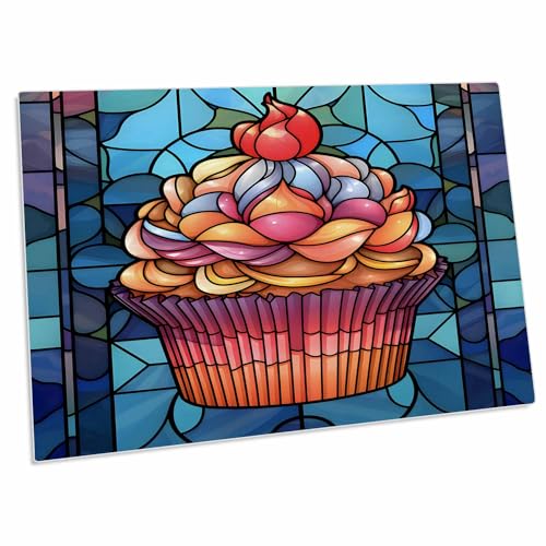 3dRose Escritorio Largo con Imagen de Cupcake en Vidrio