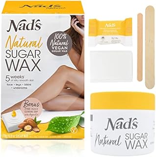 Nad's Sugar Wax Kit - Wax Hair Removal For Women - Body+Face Wax - All Skin Types - At Home Waxing Kit With 6 Oz Sugar Wax, Cleansing Soap, Wooden Spatula, Re-Usable Cotton Strips