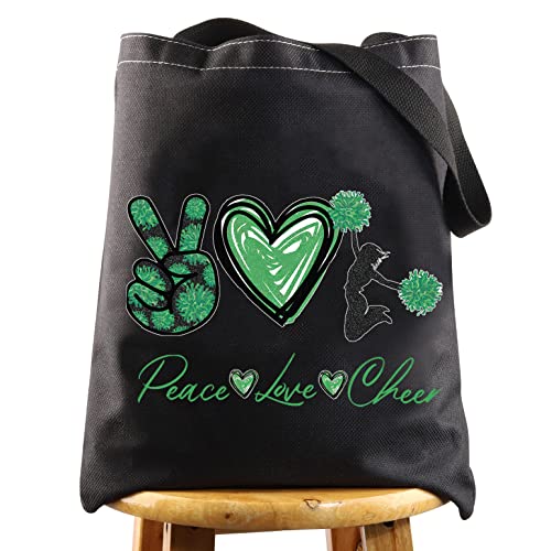 LEVLO Cheerleader Cosmetic Make Up Bag Cheerleading Girls Gift Peace Love Cheer Makeup Zipper Pouch Bag Cheer Team Gift