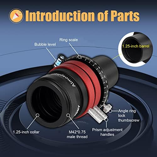 Svbony SV199 Atmospheric Dispersion Corrector, 1.25" ADC with Bubble Level and 2.25° Deviation Angle Dedispersion for Astrophotography