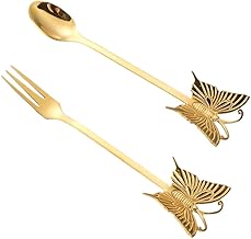 SOLUSTRE Colher De Chá 1 Conjunto De Pequenas De Café E Sobremesas Garfo Talheres Em Forma De Borboleta Criativa Colher De Mexer Colher Colher De Mexer Colher De Açúcar