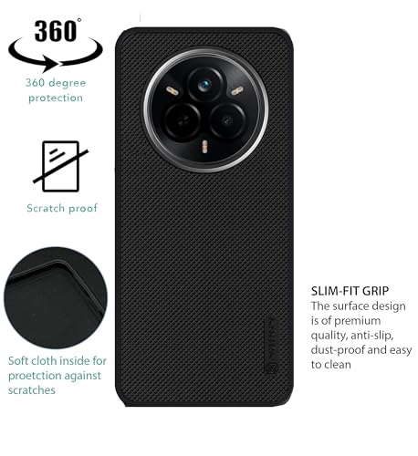 Image of Silicone Back Cover Case Compatible for Realme 14 Pro 5G (Textured Grip Design | Camera Protetion | Slim and Light Weight | Soft Touch and Feel | Black)