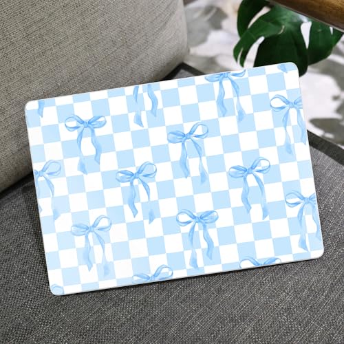 Image of MEEgoodo Case for M5 MacBook Pro 16 inch Case 2026 2024 2023 2021 with M5 M4 M3 M2 M1 Pro /Max Chip, Fit Model A3429 /A3428 /A3403 /A3186 /A2991 /A2780 /A2485, Blue&White Checkers&Bows