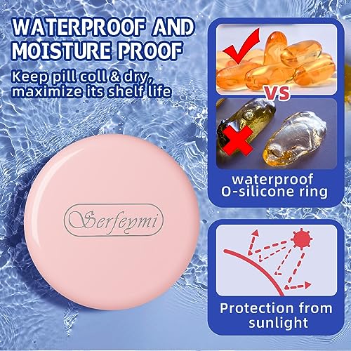 Image of Serfeymi Small Pill Box - 3 Compartments Portable Pill Box for Purse Pocket, Compact Mini Travel Pill Case - Suitable for Medicine, Vitamin, Fish Oil, Supplements - Dark Blue(Emerald Tide)
