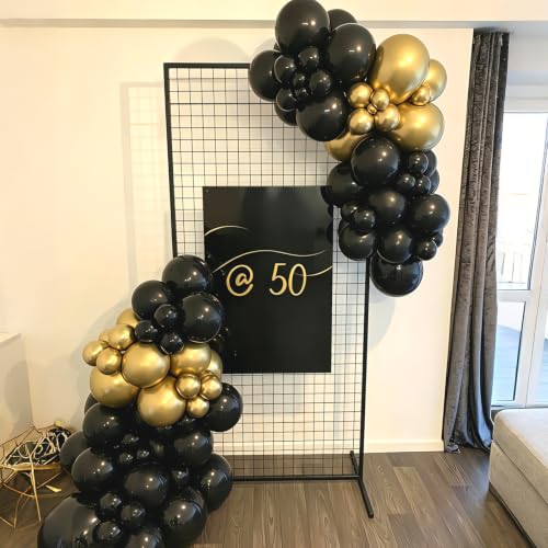 Image of YMSZ Black and Gold Balloons, 100pcs 12Inch Graduation Birthday Balloons | Black and Gold Birthday Decorations for Men Graduation 2026, Retirement, New Year, Birthday, Anniversary Party Decorations