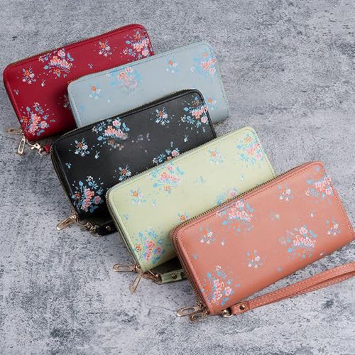 Wallet for Women Long Floral Wallet Double Zipper Coin Purse With Multiple Card Slots and Mobile Phone Compartment2