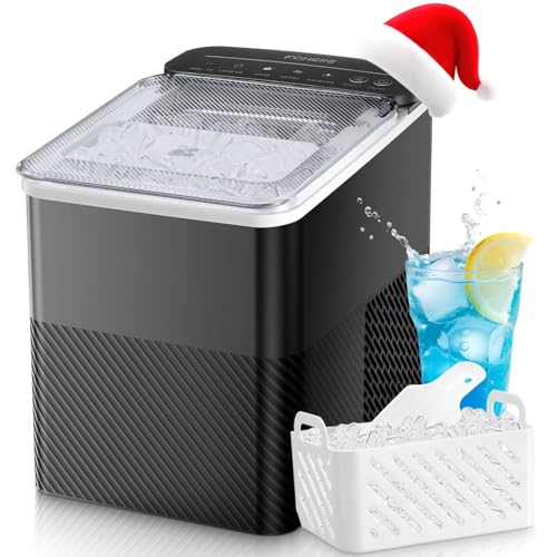 FOHERE Eiswürfelmaschine Klein, 14 Kg/24h, 9 Eiswürfel in 5 Minuten, Selbstreinigende Eiswürfelbereiter, Ice Maker mit Schaufel u. Korb, 2 Eiswürfel Größen, Eiswürfelmaschinen für Zuhause/Büro/Bar/RV FOHERE Eiswürfelmaschine Klein, 14 Kg/24h, 9 Eiswürfel in 5 Minuten, Selbstreinigende Eiswürfelbereiter, Ice Maker mit Schaufel u. Korb, 2 Eiswürfel Größen, Eiswürfelmaschinen für Zuhause/Büro/Bar/RV