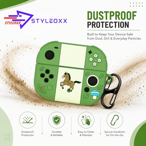 Image of Anvique Silicone Case Cover for Oneplus Nord Buds 4 Pro, Scratch Resistance, Shock Absorption, with Premium Carabiner (Horse Green S)