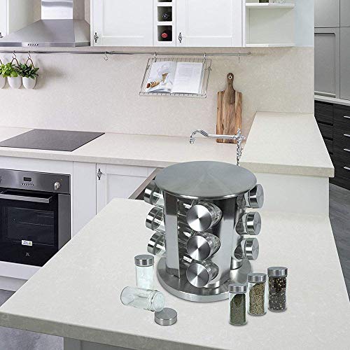 Porta Temperos Giratorio 12 Potinhos Condimentos Inox Vidro Restaurante Cozinha