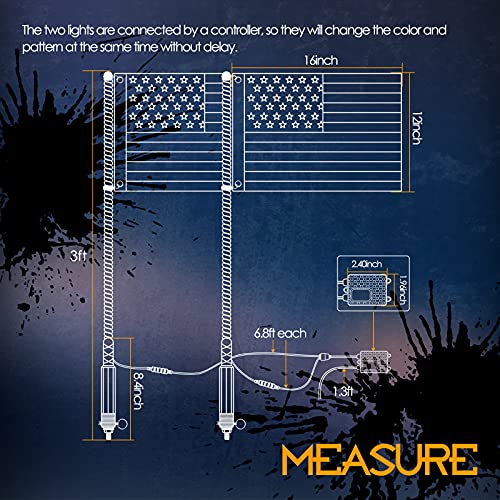 Nirider 2PCS 3ft LED Whip Lights with Turn/Brake/Reverse Light with Flag Pole Remote Control Spiral RGB Chase Light LED Lighted Antenna Whip for UTV, ATV, RZR, Can-Am, Dune Buggy, Offroad, Truck, Boat - Thumbnail 2