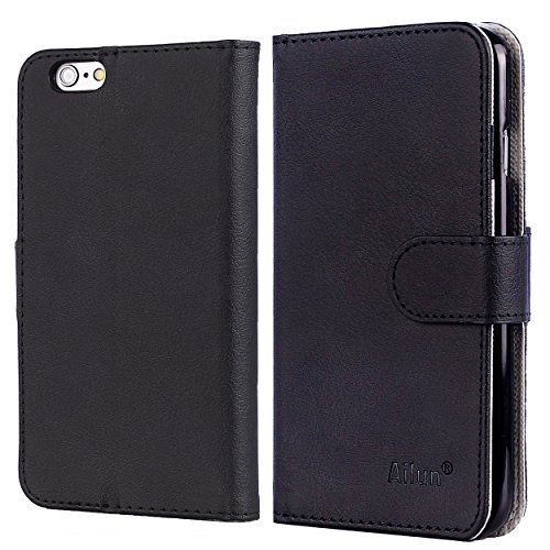 Ailun iPhone 6S Plus Case,iPhone 6 Plus Case, PU Leather&Soft TPU,Impact&Scratch-Proof Wallet,Self-Stand for Video Watching,Card Holder,Magnetic Flip Cover[Black]