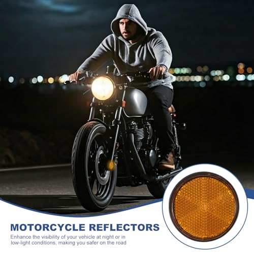Image of PATIKIL Round Rear Reflectors, 10 Pcs Safety Reflective Warning Reflector Plastic Universal Motorcycle Reflector with M6 Screw Mount for Car Motorcycle Trailer Bike Bicycles Dirt, Yellow