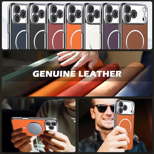 Coque iPhone 17 Pro Max en cuir véritable marron élégante et rigide - 6