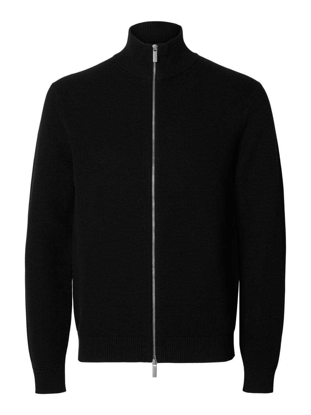 Selected Homme Męska kurtka z dzianiny High Neck z zamkiem błyskawicznym, czarny, L