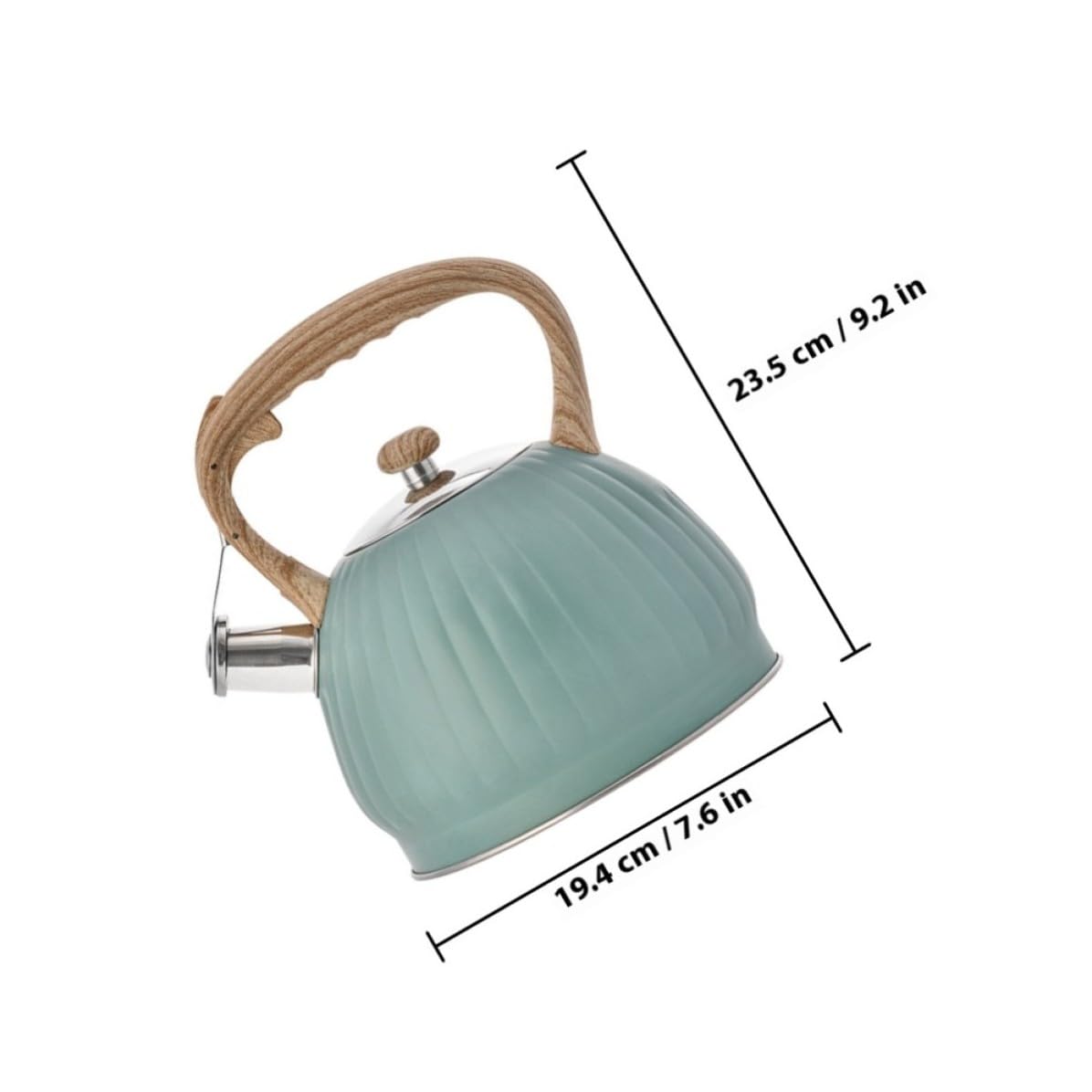 Bollitore per Tè in Acciaio Inox 3,5l Manico Effetto Legno a Forma di Zucca, Fischiante, Facile da Usare e Riempire, per Bevande Calde in Casa