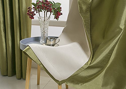 Image of GYROHOME Extra Long Curtains 120 Inch Long for Loft,Faux Silk Room-Darkening Blackout Curtains (Beige Liner) Fully Lined Solid Window Treatment Drapes (2Panel,52x120inch, Grass Green)