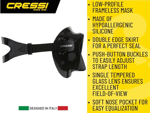 Cressi Kit de Buceo y Snorkel - Máscara Freediving F1 y Snorkel Seco Supernova - Diseñado en Italia miniatura 3