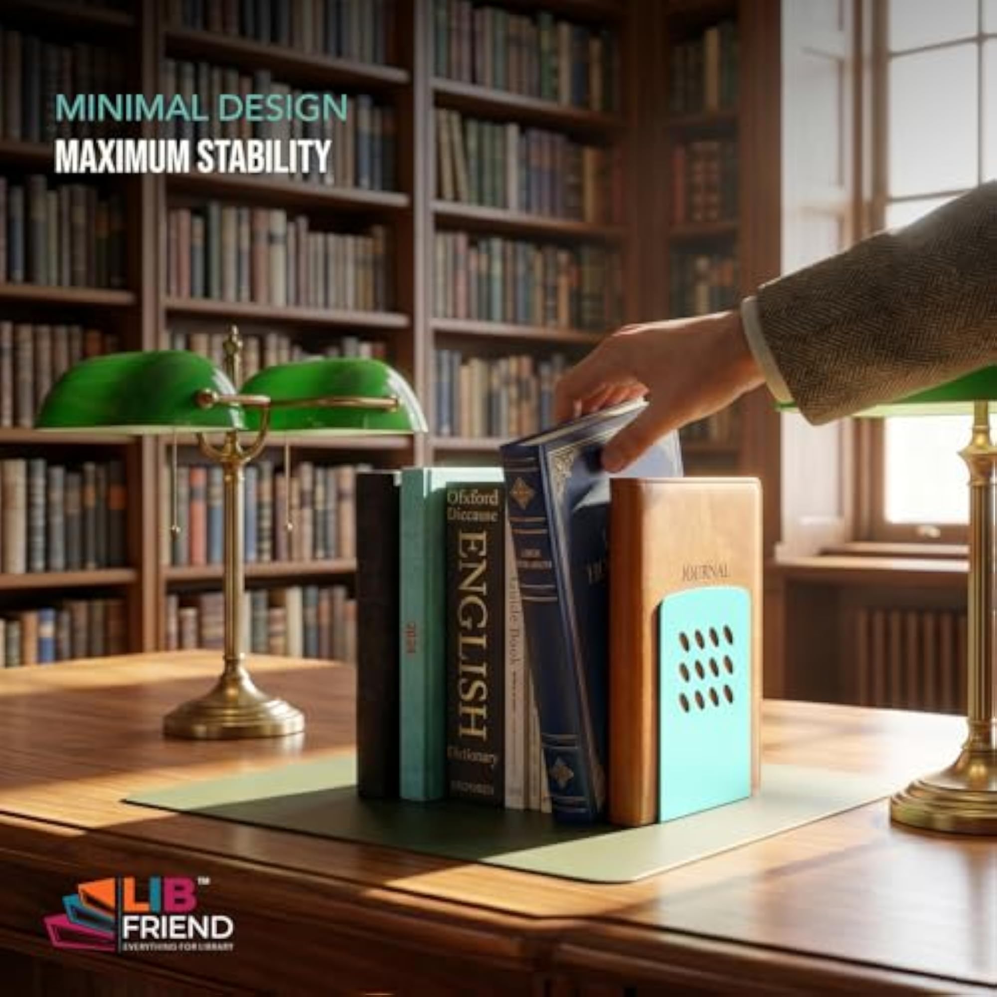 Heavy Duty Non-Slip Metal Bookends Set of 2
