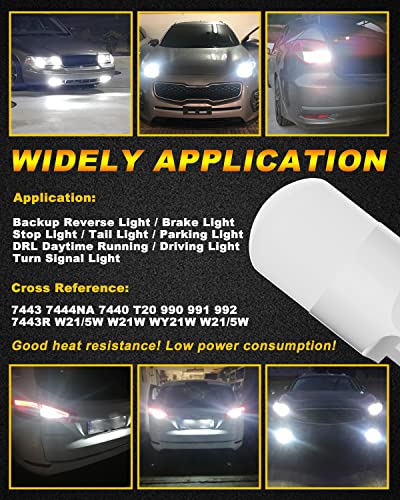 Qasim 7443 7440 Led Bulb For Reverse Light For Backup Tail Brake Signal Parking Daytime Running Lights T20 7441 7444 Led Ceramic Light Bulb,6000K Xenon White,Pack Of 2 #TOP5
