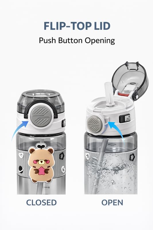 Image of Raawan 750ml Sipper Water Bottle for Adults & Kids | Leak-Proof, BPA-Free & Food Grade | Durable, Easy-to-Carry Bottle for School, Office & Picnic | Grey