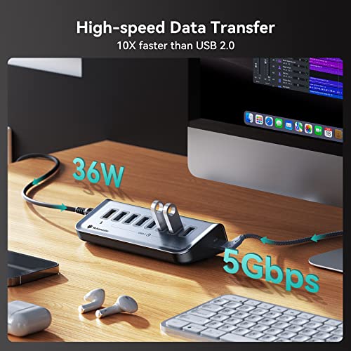 Yottamaster-USB-30-Hub-8-Ports-with-18W-Charging-Powered-USB-Hub-with-DC-12V3A-Power-Adapter-Type-C-to-USB-Data-Splitter-for-Laptop-iMac-Surface-Pro-Flash-Drives-Mobile-HDD-32ft