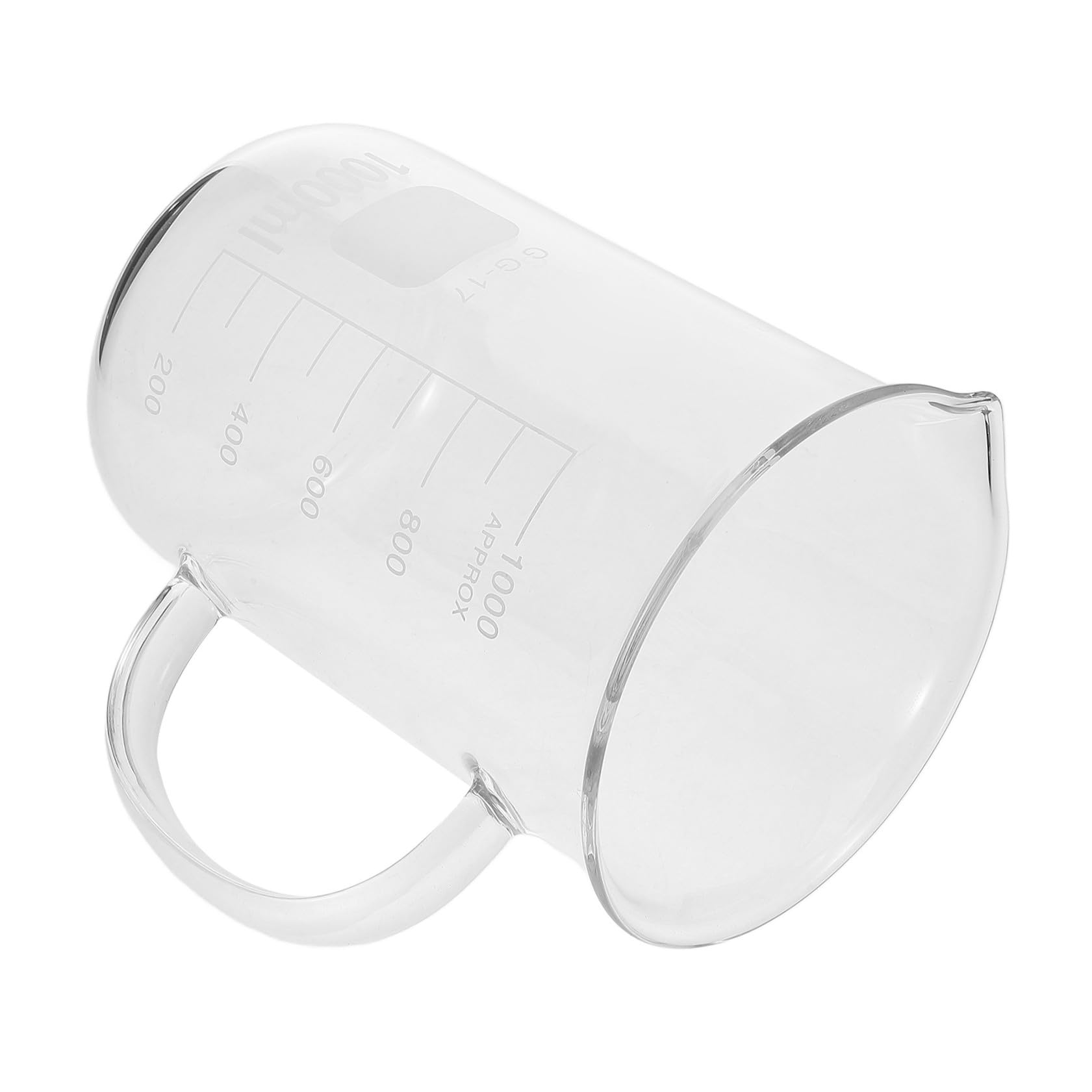 BESTYASH Glasmessbecher mit Henkel und Ausgießer 1000ml Großer Messbecher für Labor und Küche Vielseitig Einsetzbar aus Glas