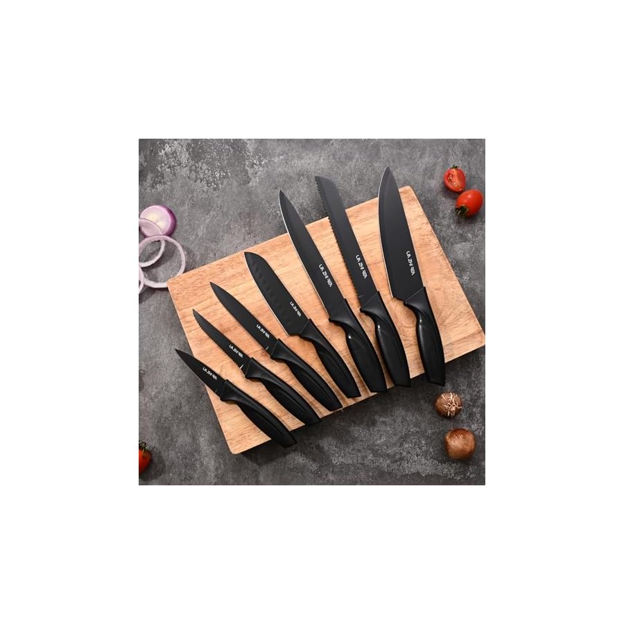 Knife-Set-15-Pieces-Kitchen-Knife-Sets-with-Block-Built-in-Sharpener-Dishwasher-Safe-Anti-slip-Ergonomic-Handle-Knife-Block-Set-for-Chopping-Slicing-Dicing-Cutting-Black Knife Set, 15 Pieces Kitchen Knife Sets with Block, Built-in Sharpener, Dishwasher Safe, Anti-slip Ergonomic Handle, Knife Block Set for Chopping, Slicing, Dicing & Cutting, Black