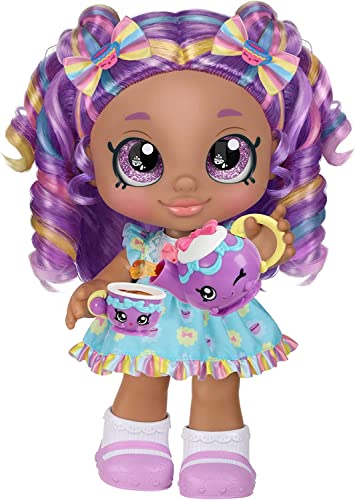 Kindi Kids Kirstea & Tea Party Set. Toddler Doll with Changeable Clothes Plus 11 Shopkins Tea Party Accessories. Includes Playmat 24 in x 24 in -...