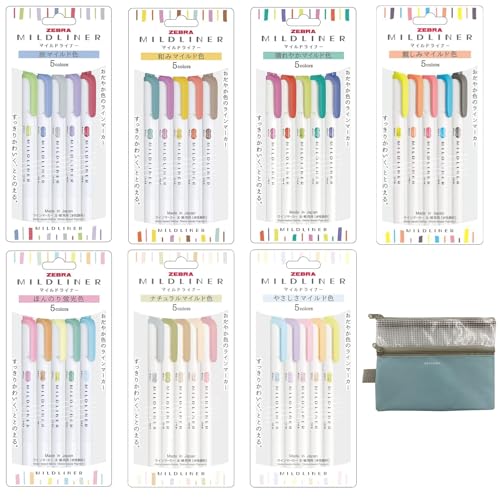 Zebra Fluoreszenzstift Mildliner Satz mit 7 Typen Kids Office College School ( WKT7-5C-N WKT7-5C-RC-N WKT7-5C-HC-N WKT7-5C-NC-N WKT7-N-5C-N WKT7-5C-YC WKT7-5C-NTC)