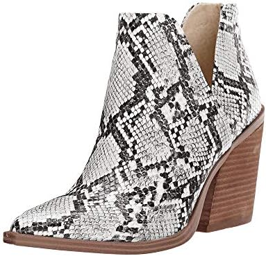 Kathemoi Womens Slip on Ankle Boots V Cutout Pointed Toe Chunky S...