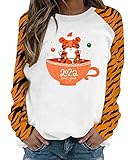  Onsoyours Femme Chemisiers et Blouses Décontracté Pullover Casual Pull Imprimé Tigre Sweatshirt Manches Longues Col Rond Tshirt Léger Sweat Blouse Top Jaune-3 XL