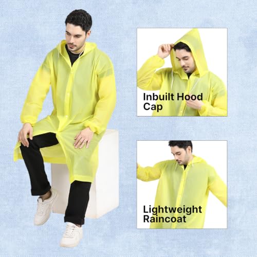 Image of Citizen Eco-Friendly EVA Poncho Raincoat for Men & Women, Lightweight Waterproof Coat with Hood, Adjustable Drawstring, Button Closure & Easy Carry Pouch, Reusable & Durable Outdoor Rainwear