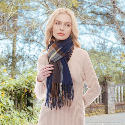 Scarf for Women Plaid Shawl Pashmina Wraps for Fall Winter Cold Weather Warm Large
