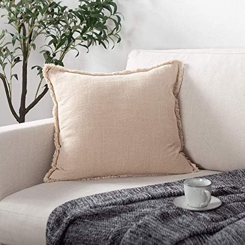 ATLINIA Decor Throw Pillow Cover - Decorative Farmhouse 20x20 Pillows Cover Linen Boho Cushion Cover for Bed Couch Sofa Outdoor Beige