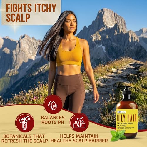 Image of Oily Hair Shampoo - Sulfate Free Buildup Remover for Itchy Scalps - Deep Cleanse Shampoo for Dandruff and Flake Treatment for Men and Women - Paraben Free, Salon Professional Formula - 16 Fl Oz