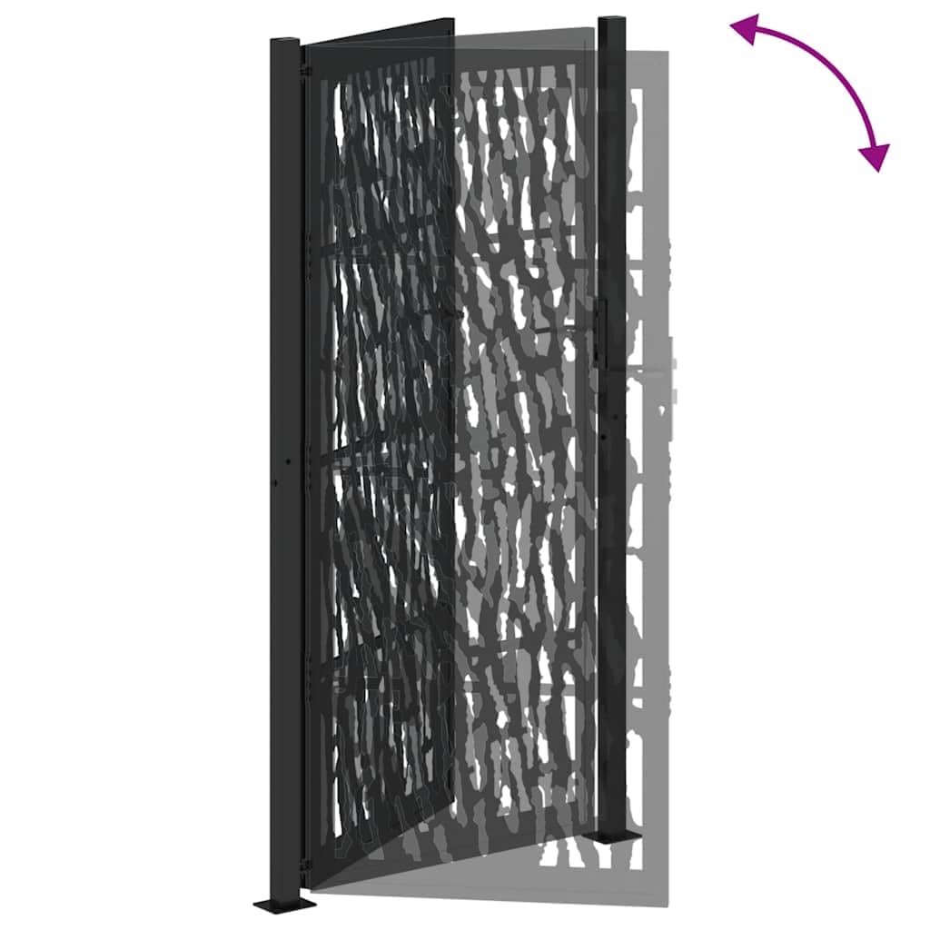 Festnight Puerta Jardin Metalica 105 x 205 cm, Puerta para Valla con Sistema de Cerradura Acero, diseño con Carril Acero/Negro