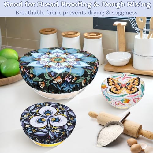 Revahope 5-Size Reusable Beeswax Bowl Covers for Bread Proofing, Cotton Cloth Flexible Beeswax Wraps for Food Storage — view 5