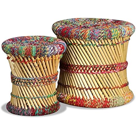 vidaXL Tabourets Chindi Multicolore Cover