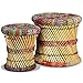 vidaXL Set Taburetes 2 Pzas Bambú Chindi Multicolor Banco Silla Asiento Mueble