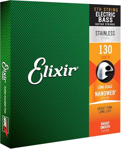 Elixir, / Nanoweb Stainless Steel Single Bass String, .130 (13436)