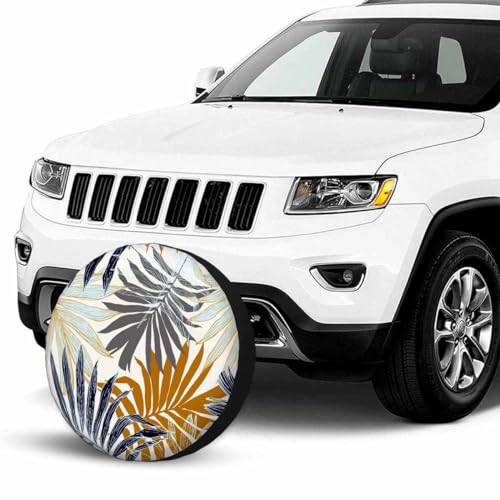 Image of Palm Leaves Spare Tire Cover Sketch of Nature Tropical Palm Tree Leaves Wheel Covers for RV Tires Camper Tire Case Protectors for Trailer Rv SUV Truck Travel Trailer 15 in, STC108