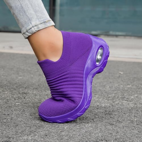 Image of Non Slip Work Shoes Women, Slip On Sneakers Women,Work Shoes Walking Gym Nurse Mesh Casual Fashion Sneakers Comfort Breathable Lightweight